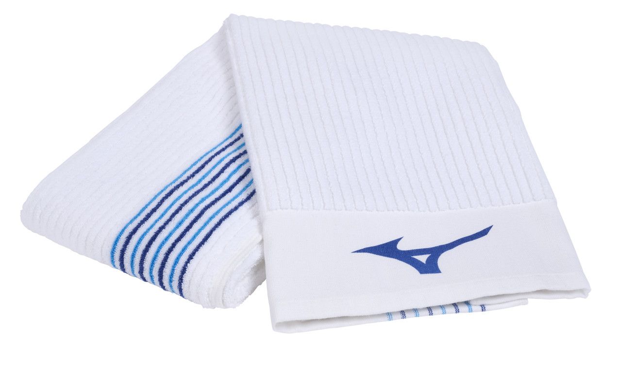 MAIN IMAGE OF MIZUNO UNISEX RETRO STRIPE CADDY TOWEL IN STAFF 42&quot; x 21.5&quot; WITH SOFT WEAVE