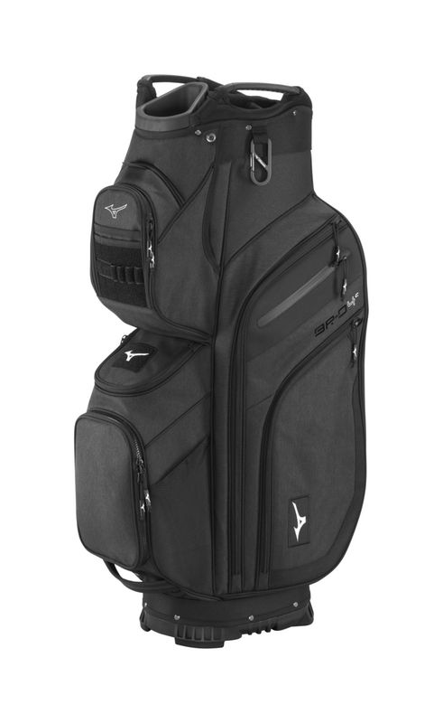 POCKET VIEW OF MIZUNO UNISEX BR-D4C 14-WAY CART BAG WITH A LOT OF POCKETS AND LARGE COOLER POCKET