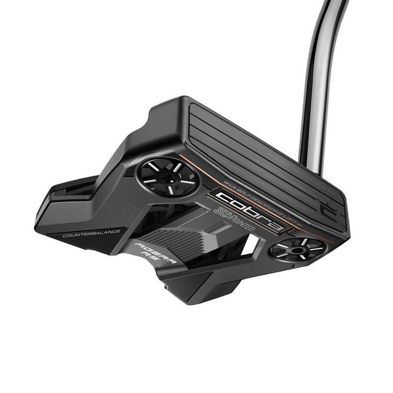 FRONT VIEW OF COBRA UNISEX 3DP AGERA RS COUNTERBALANCE BLACK SINGLE BEND PUTTER WITH SMOOTH STROKE