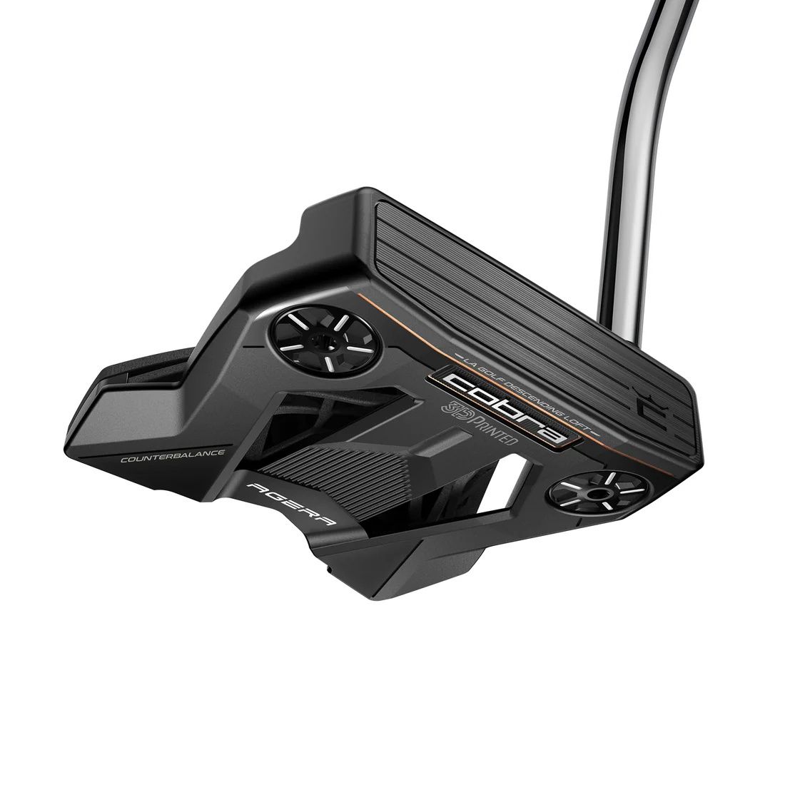 MAIN IMAGE OF COBRA UNISEX 3DP AGERA COUNTERBALANCE BLACK SINGLE BEND PUTTER IN RIGHT 38&quot; STEEL