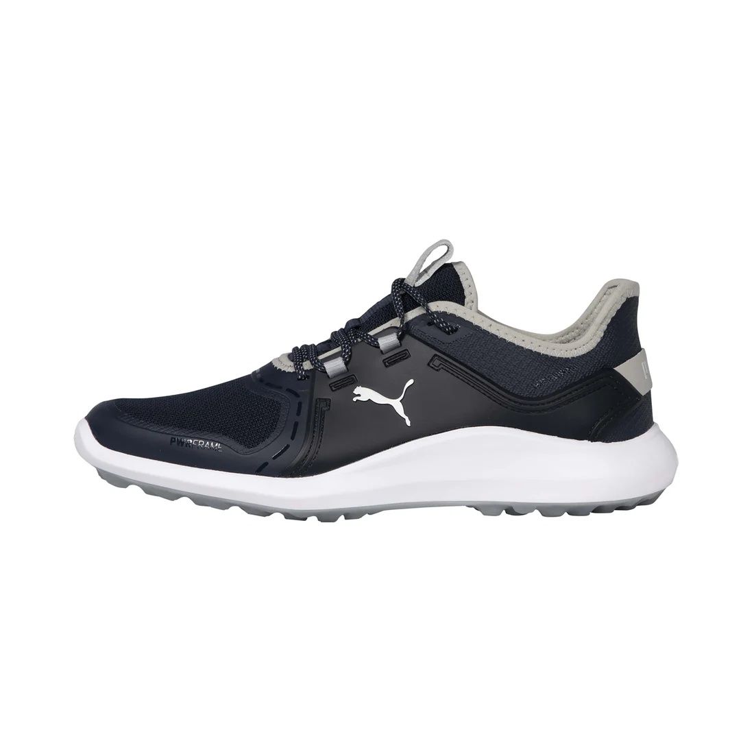 MAIN IMAGE OF PUMA WOMENS IGNITE FASTEN8 SPIKELESS GOLF SHOES IN NAVY/PUMA SILVER/HIGH RISE 7.5