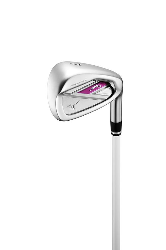 FRONT VIEW OF MIZUNO WOMENS JPX Q IRON SET WITH INCREASED SWING SPEED AND LIGHTWEIGHT SHAFT