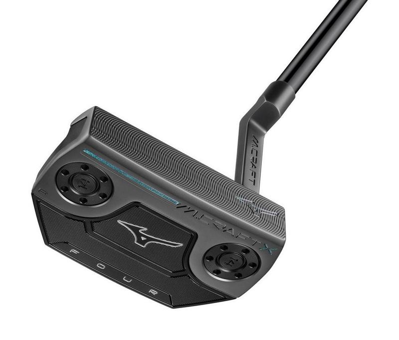 FRONT VIEW OF MIZUNO UNISEX M-CRAFT X P4 PUTTER WITH FORGIVENESS AND MID MALLET DESIGN