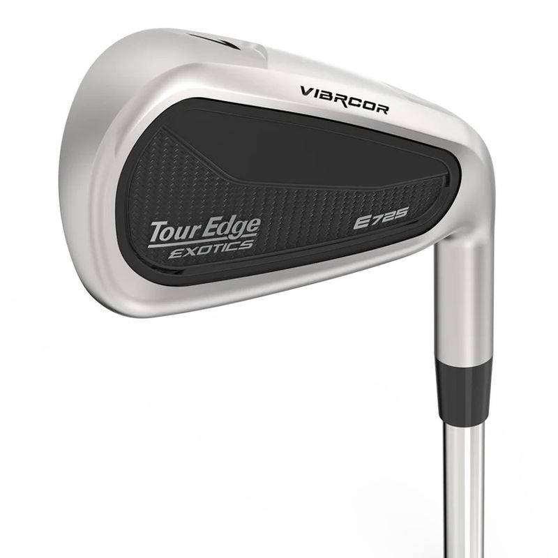 FRONT VIEW OF TOUR EDGE MENS EXOTICS E725 IRON SET WITH SUPER-FORGIVING DESIGN AND FAST BALL SPEEDS