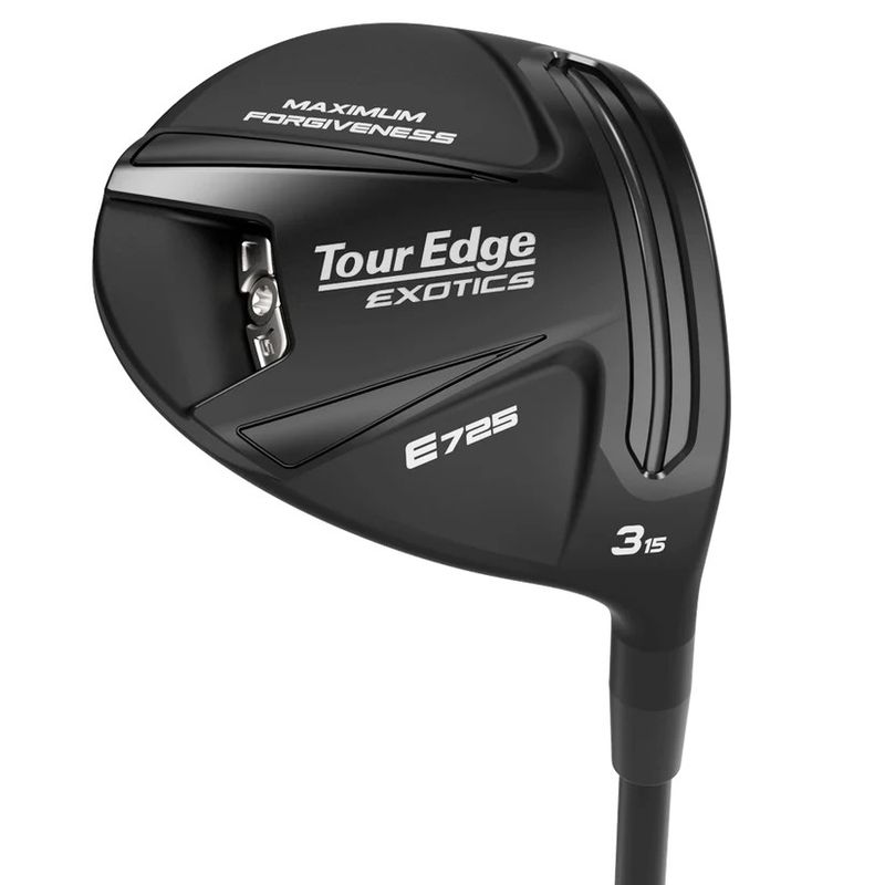 FRONT VIEW OF TOUR EDGE MENS EXOTICS E725 FAIRWAY WOOD WITH STRAIGHTER SHOTS AND IMPROVED ACCURACY