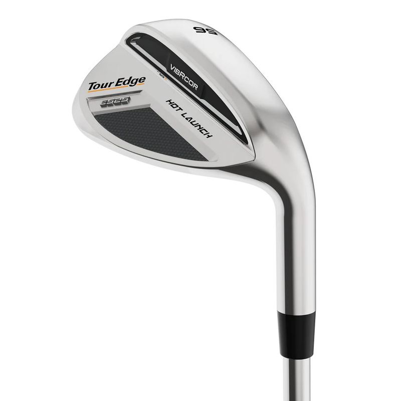 FRONT VIEW OF TOUR EDGE MENS HOT LAUNCH E525 VIBRCOR WEDGE WITH SPIN AROUND THE GREENS AND CONTROL