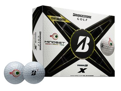 BOX VIEW OF BRIDGESTONE UNISEX TOUR B X MINDSET GOLF BALL WITH MAXIMUM DISTANCE AND IMPROVED FEEL