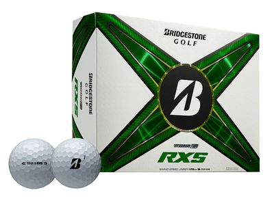 BOX VIEW OF BRIDGESTONE UNISEX TOUR B RXS GOLF BALL WITH MAXIMUM DISTANCE AND IMPROVED FEEL