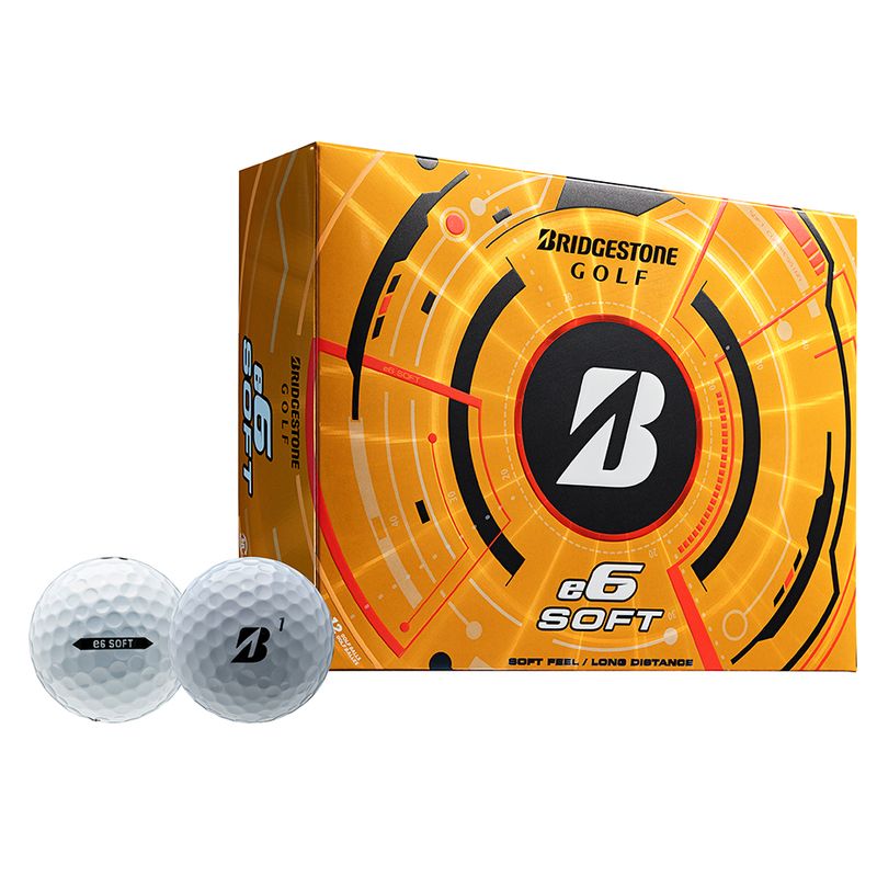 BOX VIEW OF BRIDGESTONE UNISEX E6 SOFT GOLF BALL WITH LONGER DISTANCE AND MAXIMUM COMPRESSION
