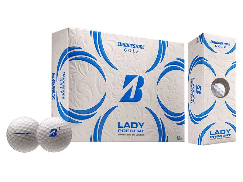 WHITE BOX VIEW OF BRIDGESTONE WOMENS LADY PRECEPT GOLF BALL WITH LONGER DISTANCE AND HIGHER FLIGHT