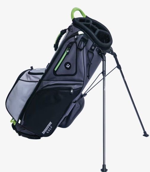 MAIN IMAGE OF BRIDGESTONE UNISEX GAMBLER LIGHTWEIGHT 4-WAY STAND BAG IN BLACK/GRAY