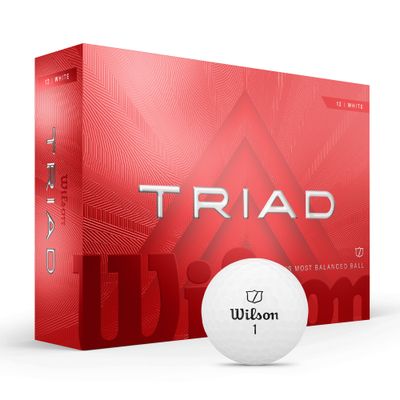 FRONT VIEW OF WILSON UNISEX TRIAD GOLF BALL WITH MAXIMUM BALL SPEEDS AND GREENSIDE CONTROL
