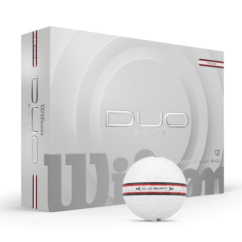 FRONT VIEW OF WILSON UNISEX DUO SOFT TRK360 GOLF BALL WITH SOFT FEEL AND MAXIMUM DISTANCE