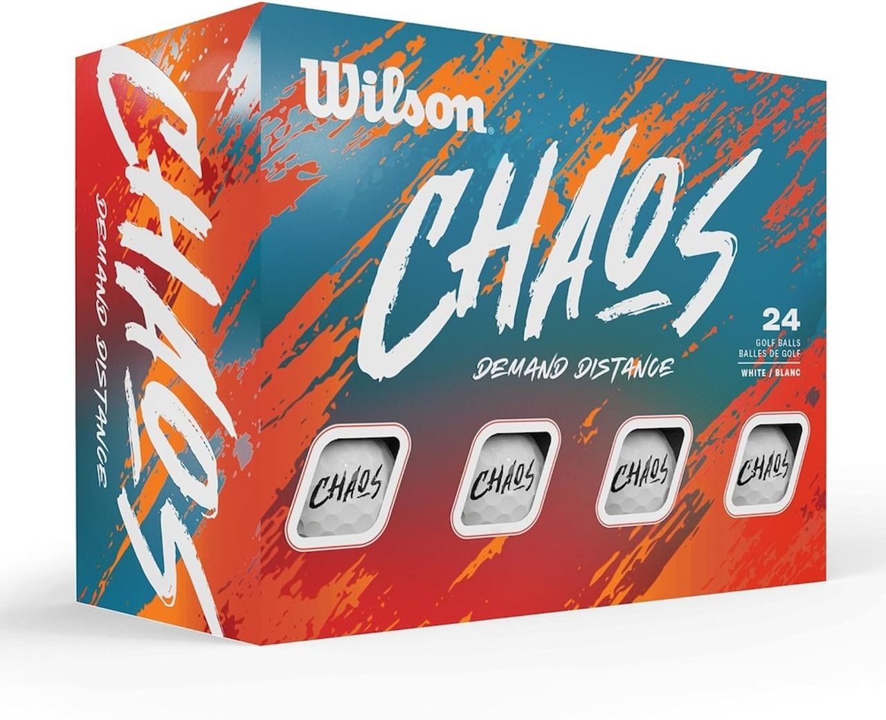 MAIN IMAGE OF WILSON UNISEX CHAOS GOLF BALL IN WHITE 24 COUNT WITH SOFT FEEL