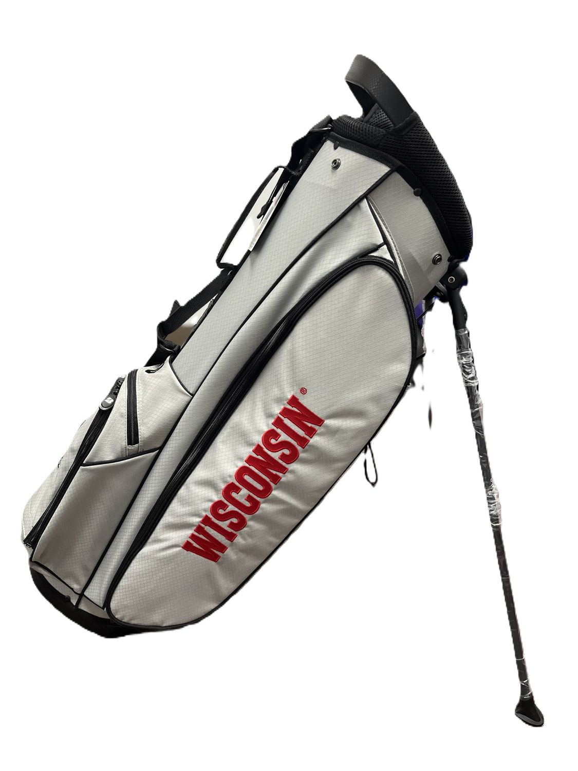 MAIN IMAGE OF BRIDGESTONE UNISEX CUSTOM WISCONSIN 4-WAY STAND BAG IN GRAY WITH 4-WAY DIVIDER TOP