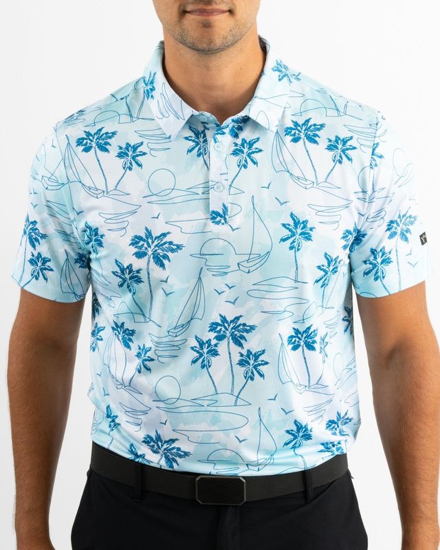 FRONT VIEW OF YATTA MENS SAIL AWAY POLO WITH 4-WAY STRETCH AND ALL DAY GOLF COURSE COMFORT