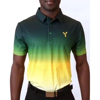 FRONT VIEW OF YATTA MENS CHROMAFADE LIMITED EDITION POLO WITH 4-WAY STRETCH AND MOISTURE WICKING