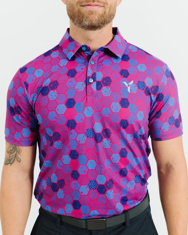 FRONT VIEW OF YATTA MENS HEXTREAM POLO WITH 4-WAY STRETCH AND ALL DAY GOLF COURSE COMFORT