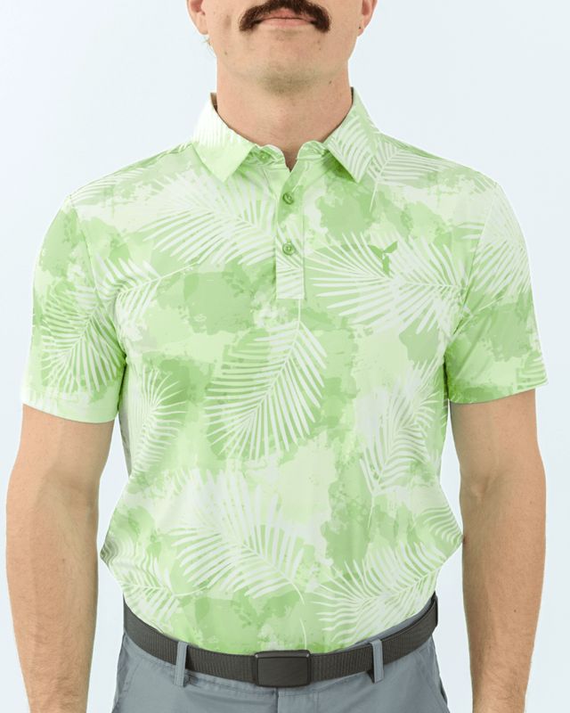 FRONT VIEW OF YATTA MENS OLA OLA POLO WITH 4-WAY STRETCH AND ALL DAY GOLF COURSE COMFORT