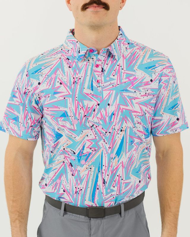FRONT VIEW OF YATTA MENS KAPOW POLO WITH 4-WAY STRETCH AND ALL DAY GOLF COURSE COMFORT