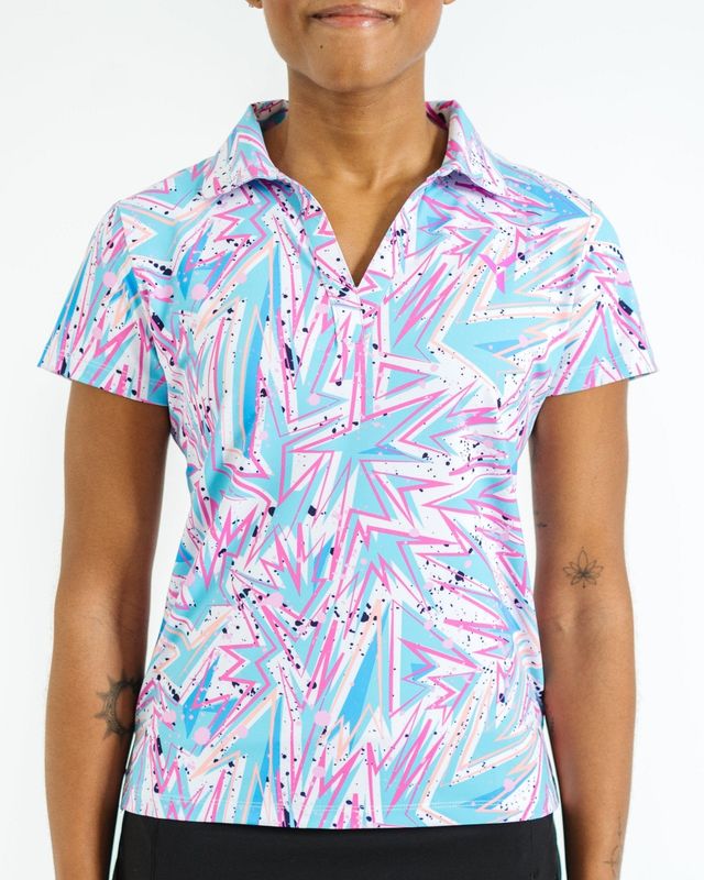 FRONT VIEW OF YATTA WOMENS KAPOW POLO WITH 4-WAY STRETCH AND ALL DAY GOLF COURSE COMFORT