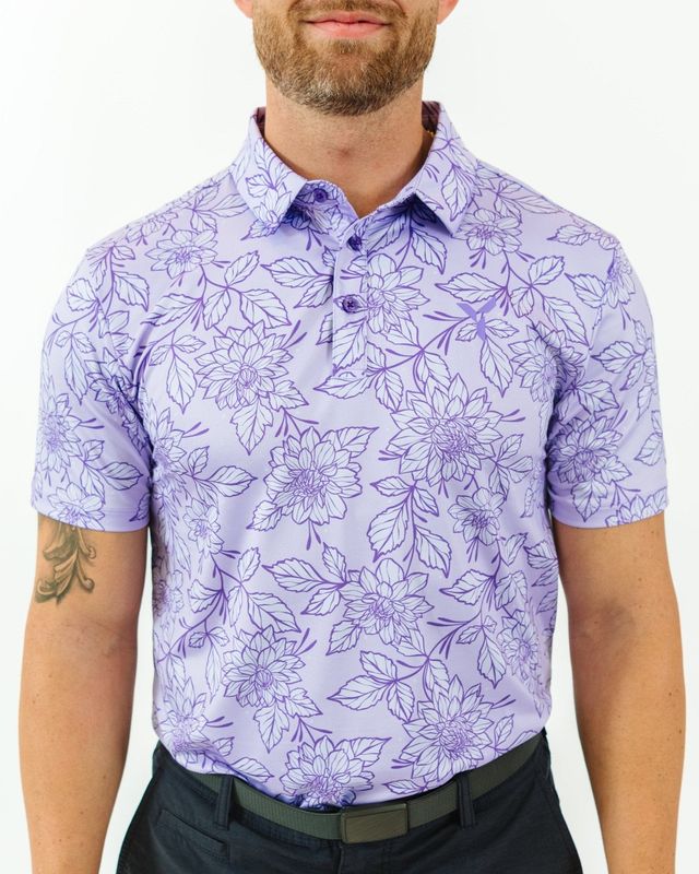 FRONT VIEW OF YATTA MENS DAHLIA DRIVE POLO WITH 4-WAY STRETCH AND ALL DAY GOLF COURSE COMFORT