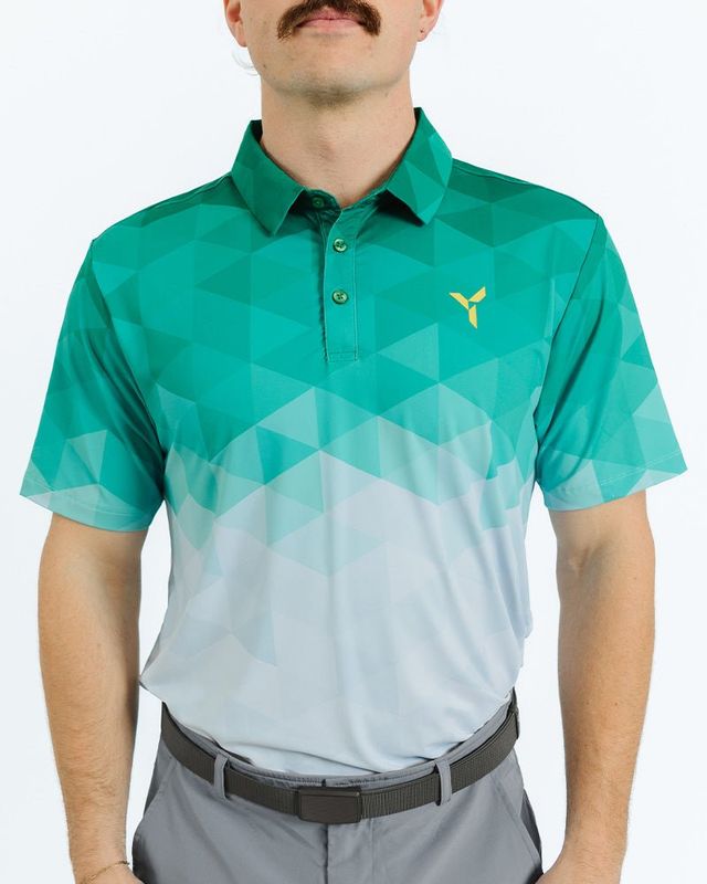 FRONT VIEW OF YATTA MENS AUGUSTA FADE LIMITED EDITION POLO WITH 4-WAY STRETCH AND MOISTURE WICKING