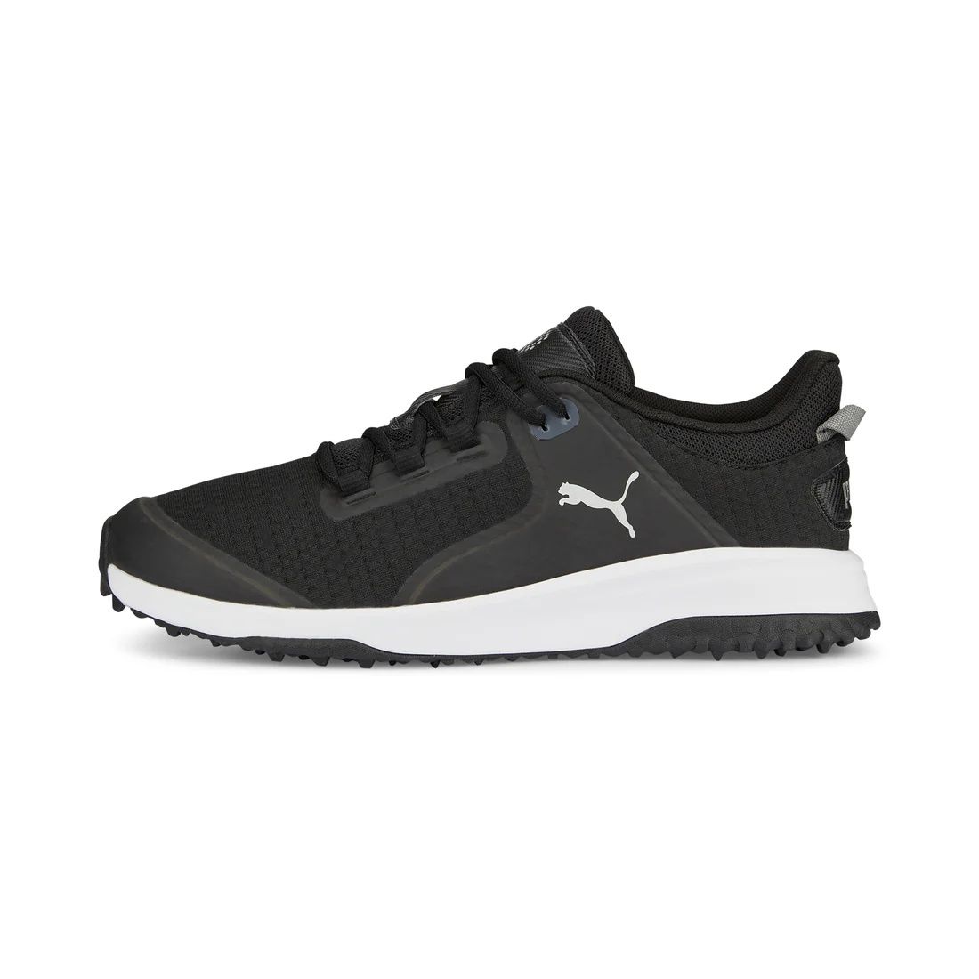 MAIN IMAGE OF PUMA MENS FUSION GRIP SPIKELESS GOLF SHOES IN PUMA BLACK/PUMA SILVER/QUIET SHADE 8