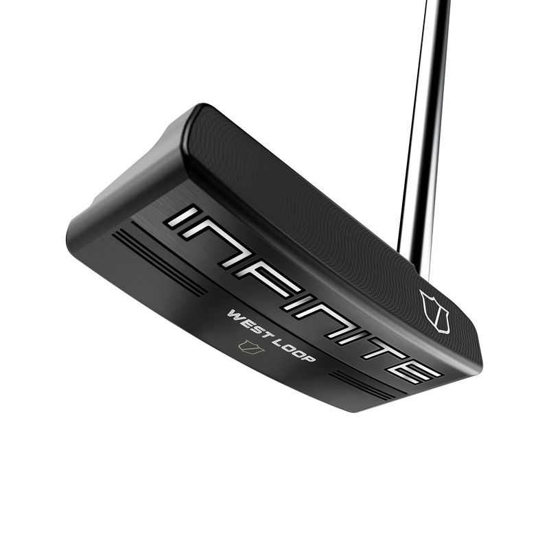 FRONT VIEW OF WILSON UNISEX INFINITE WEST LOOP PUTTER WITH MILLED FACE AND WIDE BLADE PUTTER DESIGN