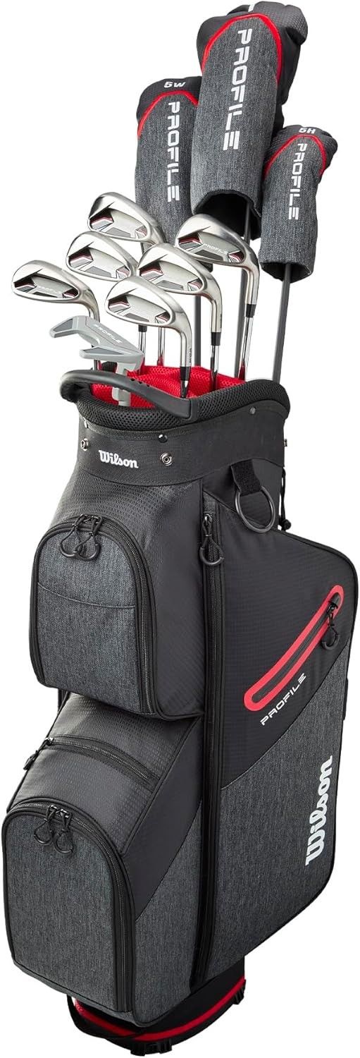MAIN IMAGE OF WILSON MENS 11-PIECE PROFILE COMPLETE SET IN BLACK/GREY/RED RIGHT REGULAR STEEL