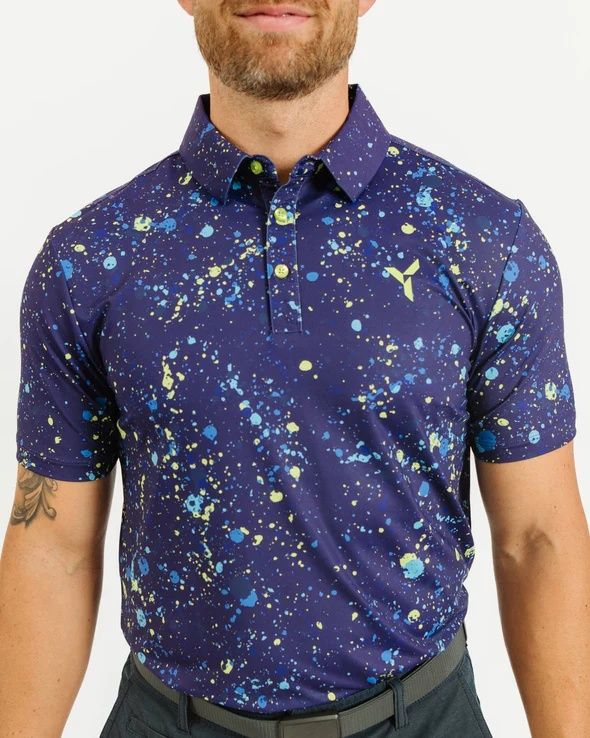MAIN IMAGE OF YATTA MENS METEOR SPLASH POLO IN METEOR SPLASH MEDIUM WITH 4-WAY STRETCH