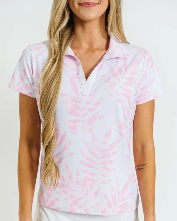 MAIN IMAGE OF YATTA WOMENS PINK FROST POLO IN PINK FROST XXL WITH 4-WAY STRETCH