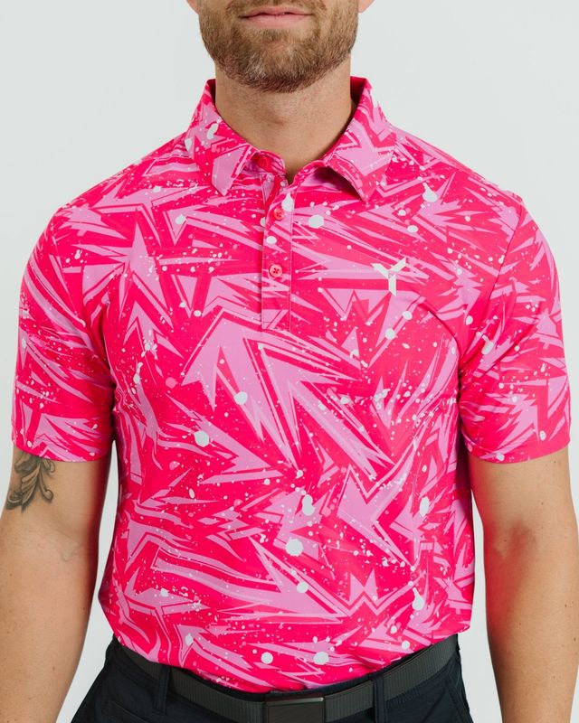 FRONT VIEW OF YATTA MENS POW POLO WITH 4-WAY STRETCH AND ALL DAY GOLF COURSE COMFORT