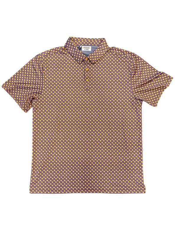 FRONT VIEW OF YATTA MENS YOU BETCHA LIMITED EDITION POLO WITH 4-WAY STRETCH AND MOISTURE WICKING