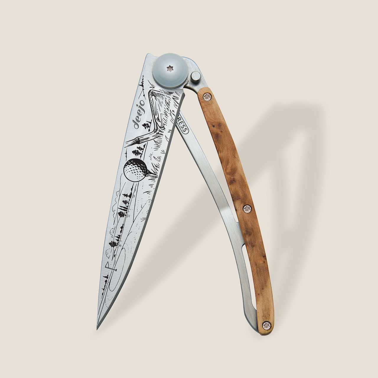 MAIN IMAGE OF DEEJO 37G GOLF KNIFE IN JUNIPER WOOD WITH ULTRA LIGHTWEIGHT AND DURABILITY