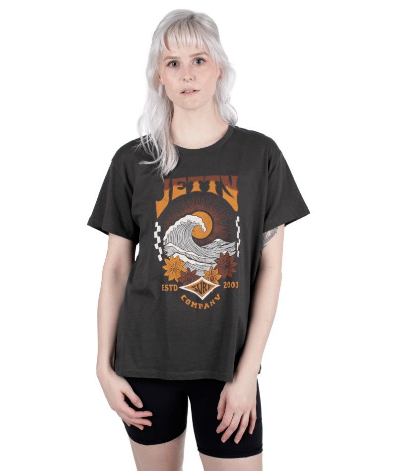 MAIN IMAGE OF JETTY WOMENS WHITECAP SHORT SLEEVE SHIRT IN BLACK SMALL WITH BREATHABILITY