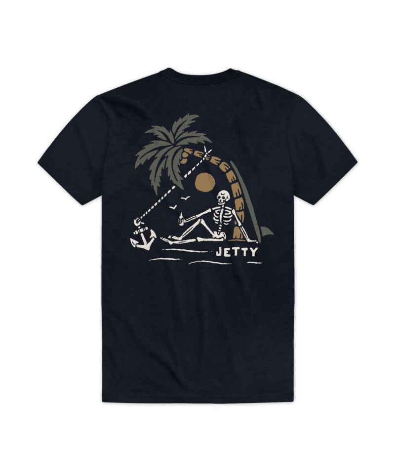 MAIN IMAGE OF JETTY MENS NO MAN&#39;S LAND SHORT SLEEVE SHIRT IN NAVY MEDIUM WITH ULTRA SOFT FABRIC