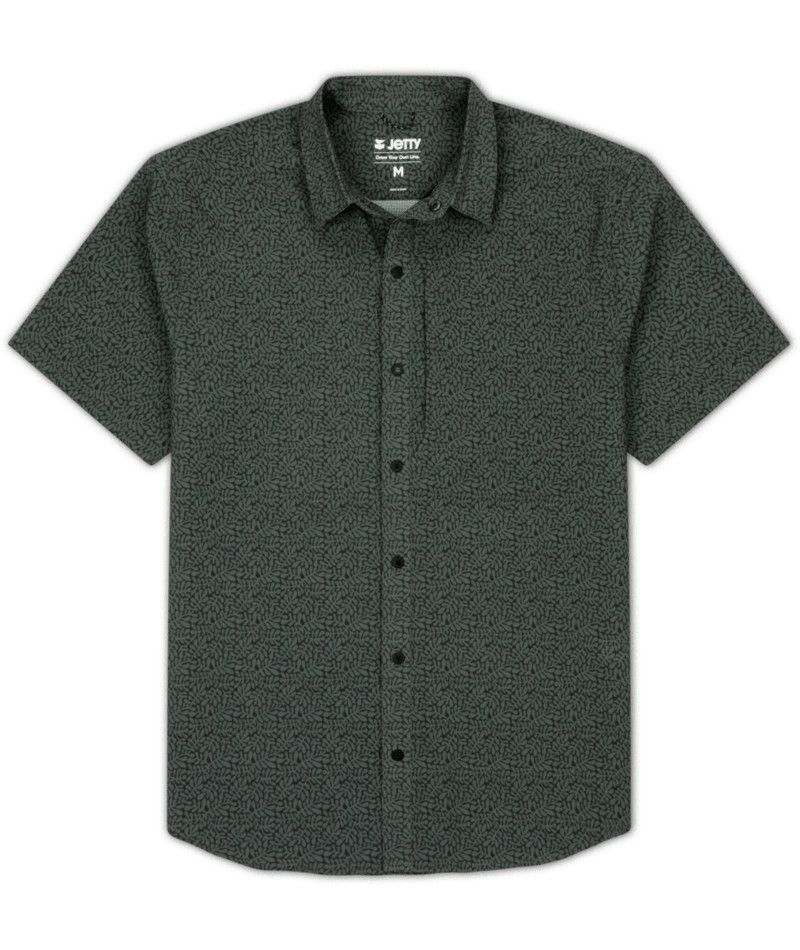 MAIN IMAGE OF JETTY MENS SANDSPIT TECH SHORT SLEEVE SHIRT IN CHARCOAL MEDIUM WITH ANTI-ODOR