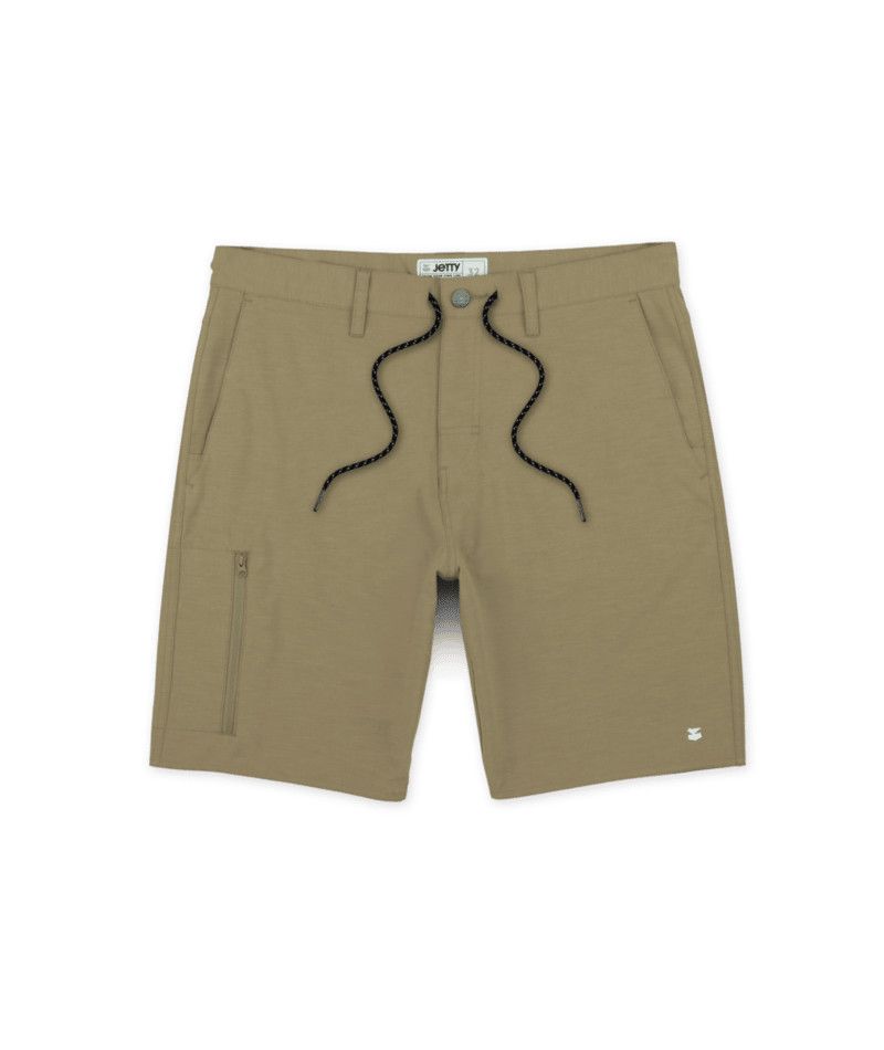 MAIN IMAGE OF JETTY MENS POLYWOG HYBRID WALK SHORT IN KHAKI 9&quot; 32 WITH STRETCHABLE FABRIC