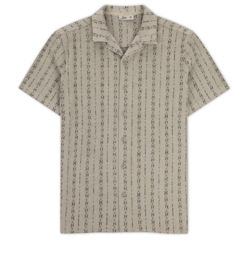 MAIN IMAGE OF JETTY MENS ASBURY KNIT BUTTON DOWN SHORT SLEEVE SHIRT IN TAN MEDIUM