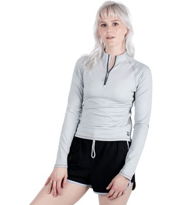 FRONT VIEW OF JETTY WOMENS MONTCLAIR UV QUARTER ZIP SWEATER WITH QUICK-DRYING AND UPF 50+