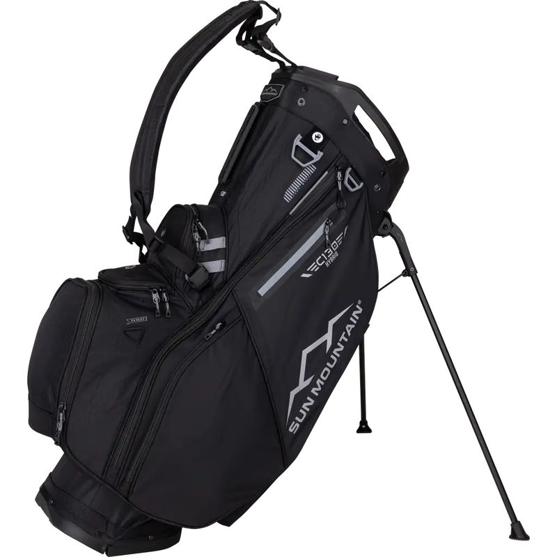 RIGHT VIEW OF SUN MOUNTAIN UNISEX C130 14-WAY HYBRID STAND BAG WITH MAXIMUM STORAGE AND A PUTTER HOLDER
