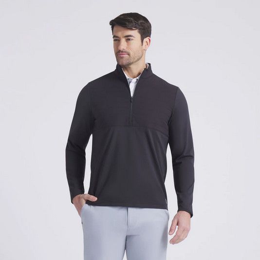 MAIN IMAGE OF PUMA MENS CLOUDSPUN TECH HYBRID 1/2 ZIP SWEATER IN PUMA BLACK XXL