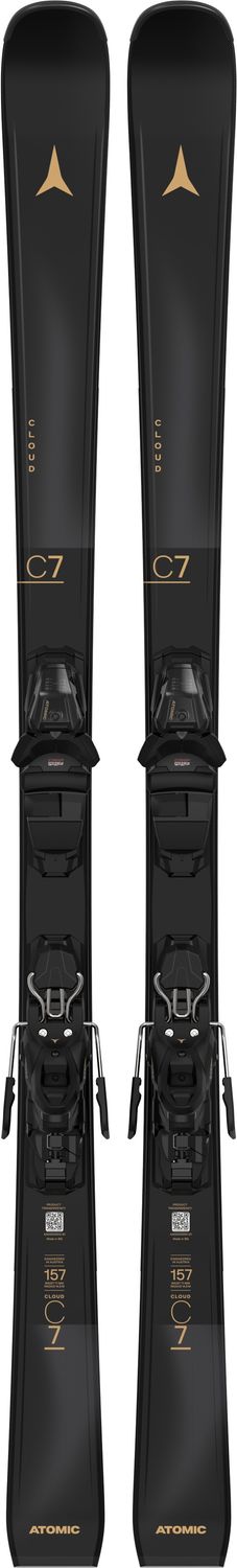MAIN IMAGE OF ATOMIC WOMENS CLOUD C7 + M 10 GW DOWNHILL SKIS IN BLACK/GOLD 142 WITH DENSOLITE FOAM …