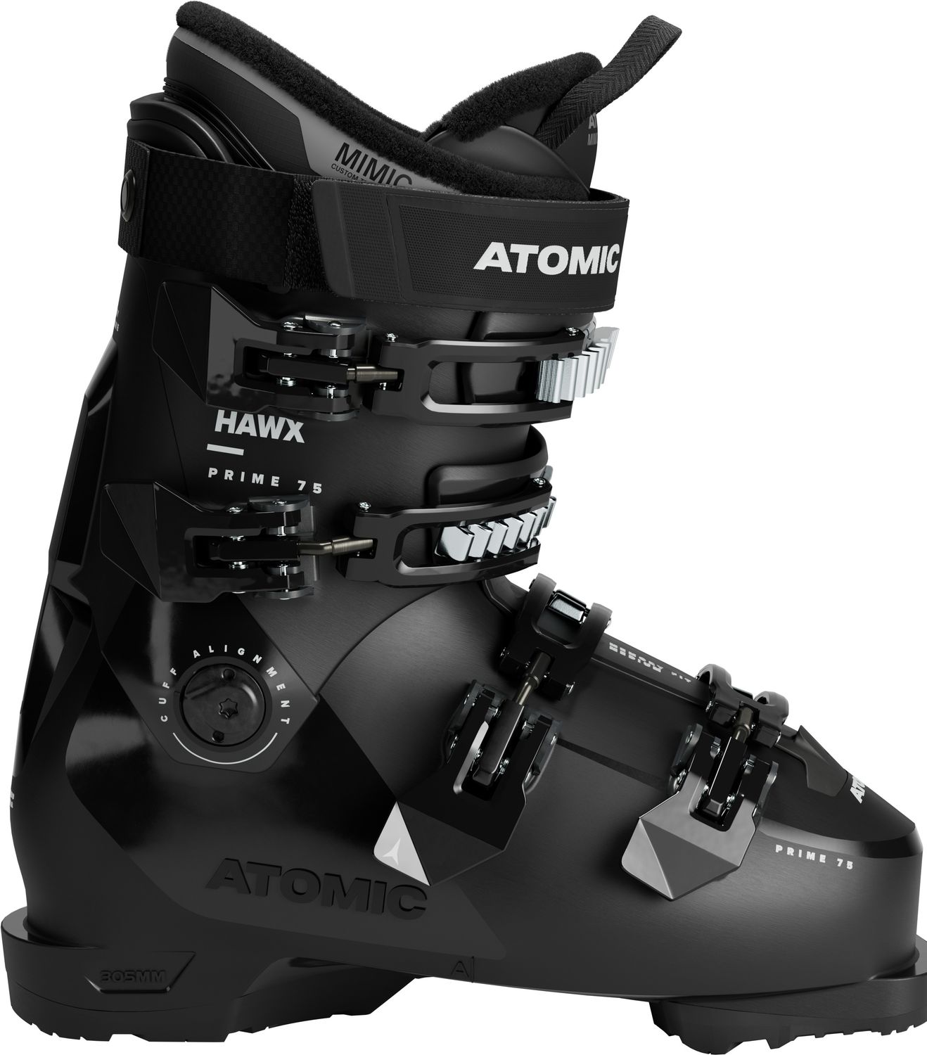 MAIN IMAGE OF ATOMIC WOMENS HAWX PRIME 75 DOWNHILL SKI BOOT IN BLACK/SILVER 23.5 WITH FORGIVING SOF…