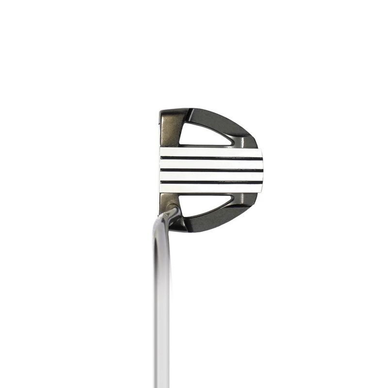 ADDRESS VIEW OF TOUR EDGE HP SERIES BLACK NICKEL 06 MALLET PUTTER FEATURES SOFT FEELING FACE INSERT…