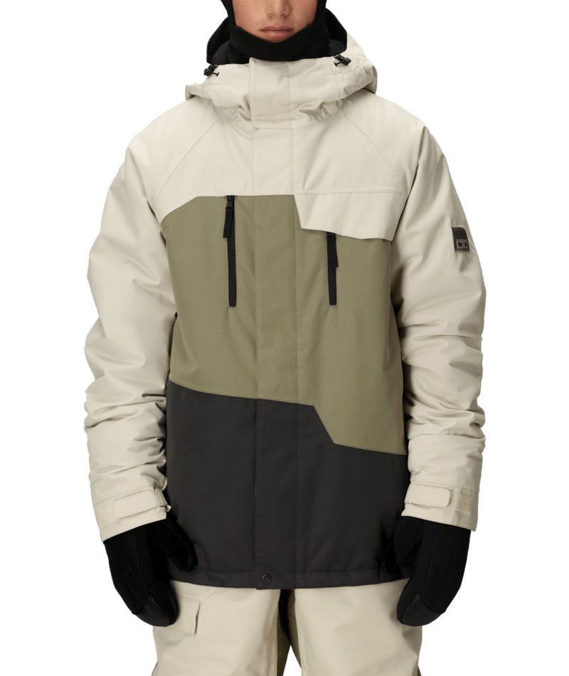 MAIN IMAGE OF 686 MENS GEO INSULATED WINTER JACKET IN LIMESTONE COLORBLOCK SMALL WITH WATERPROOFING…