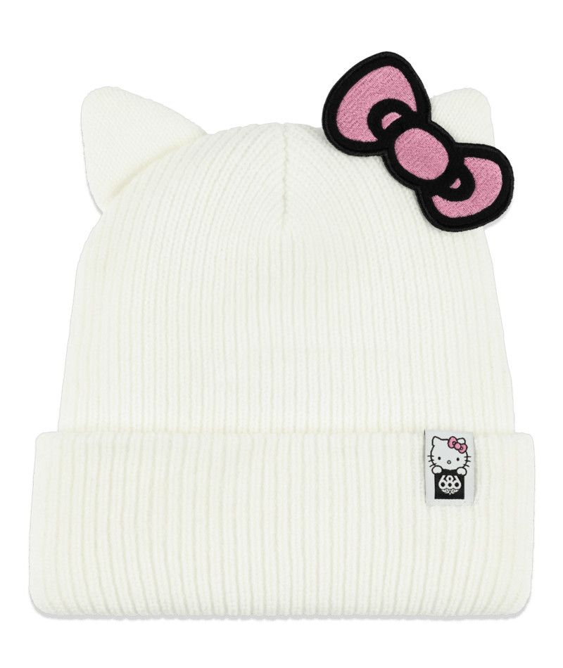 MAIN IMAGE OF 686 WOMENS HELLO KITTY BEANIE WINTER HAT IN HELLO KITTY WHITE O/S WITH 4-WAY STRETCH …