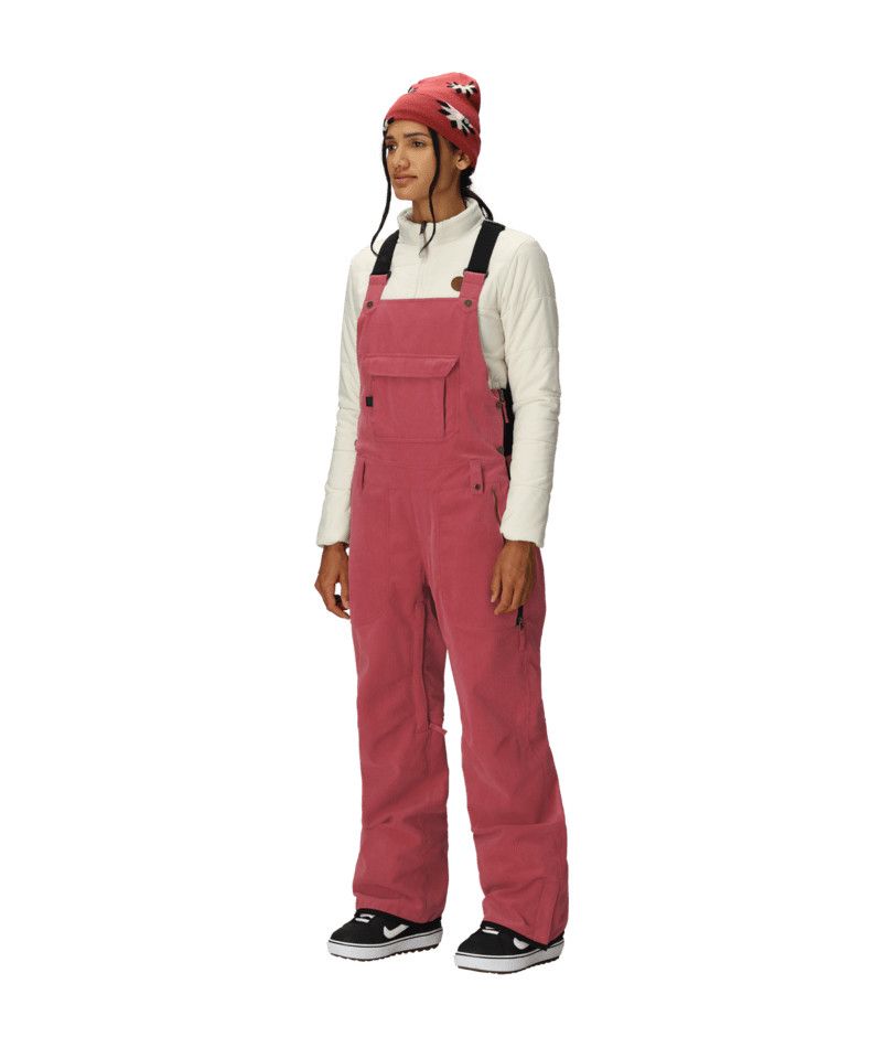 MAIN IMAGE OF 686 WOMENS BLACK MAGIC INSULATED BIB SNOW PANT IN ROSEWOOD CORDUROY XS REGULAR WITH W…