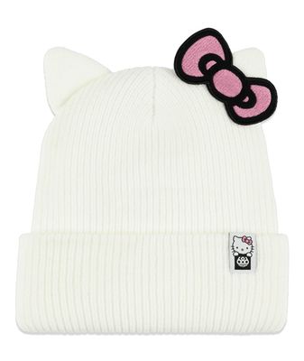 FRONT VIEW OF 686 WOMENS HELLO KITTY BEANIE WINTER HAT FEATURES 4-WAY STRETCH FABRIC AND 100% ACRYL…